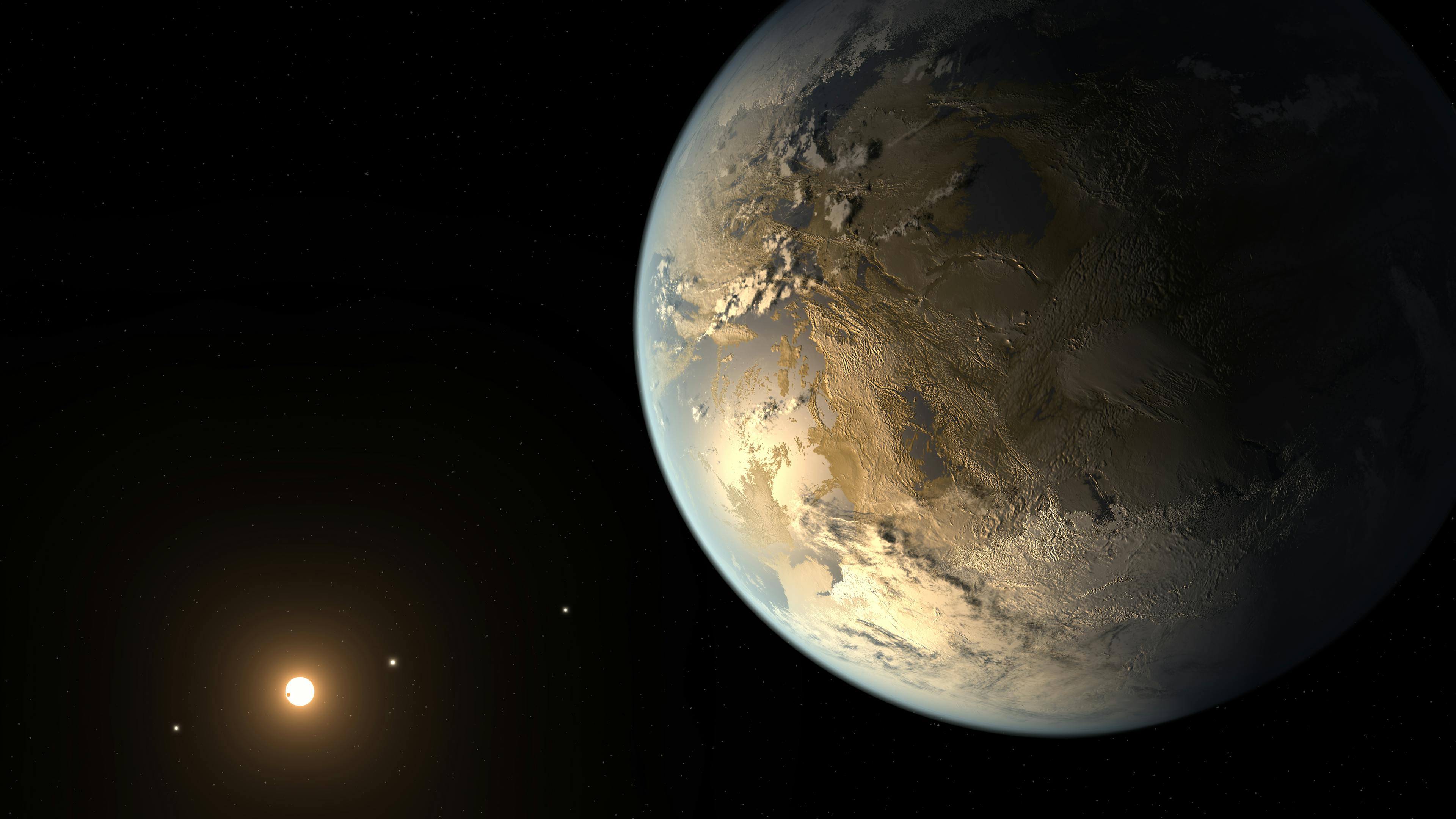 The artist's concept depicts Kepler-186f , the first validated Earth-size planet to orbit a distant star in the habitable zone.Image Credit: NASA Ames/SETI Institute/JPL-Caltech